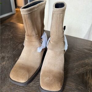 Suede Biker Ankle Boots -Zara